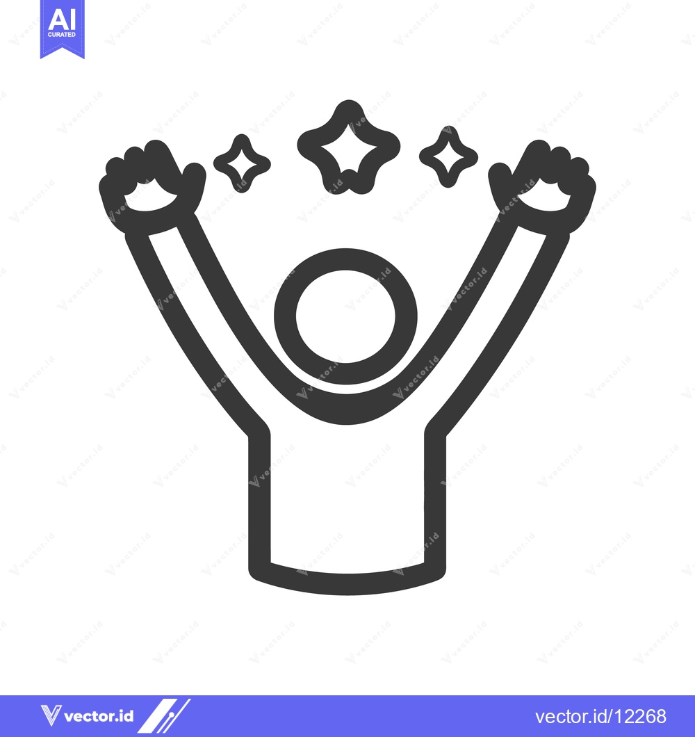 Premium Vector of Simple illustration depicts a person celebrating with stars overhead