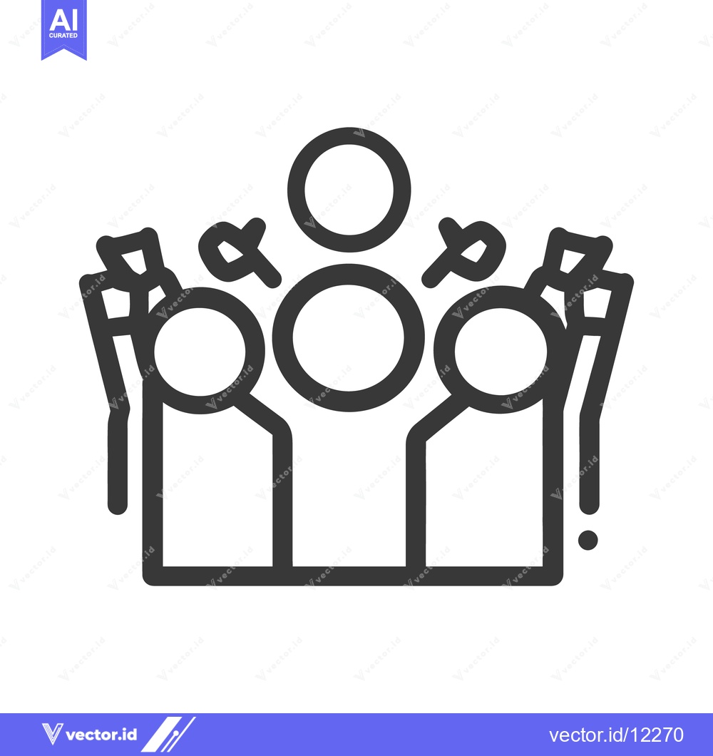 Premium Vector of Depiction of a group of people holding small flags above them