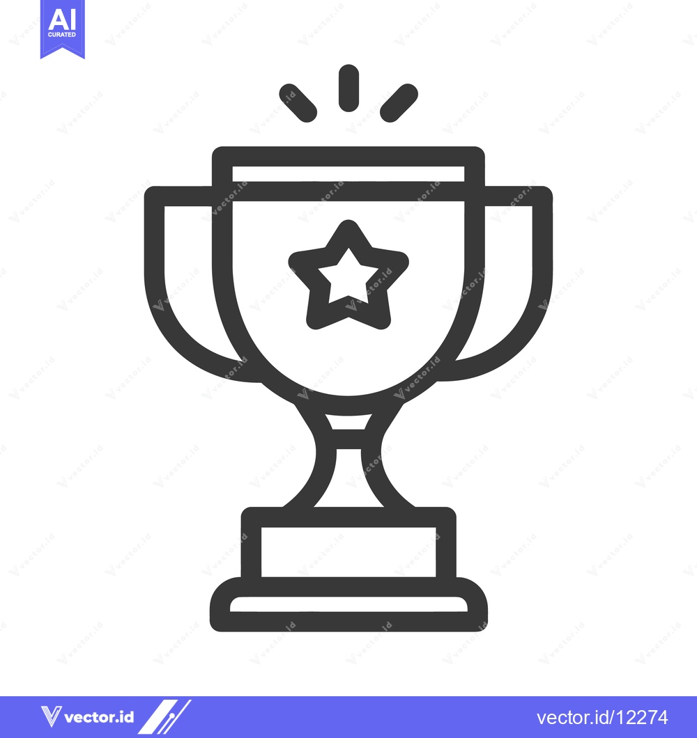 Premium Vector of A graphical outline of a trophy icon with a star
