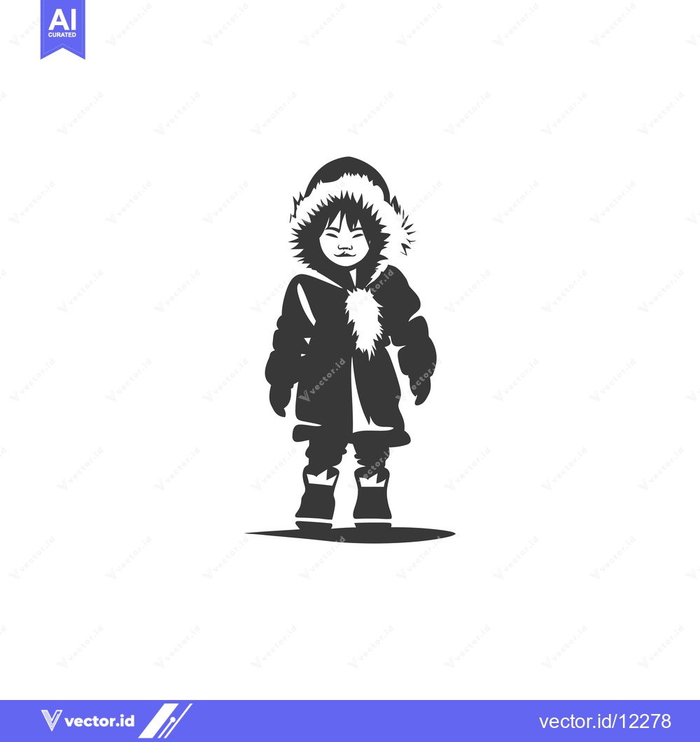 Premium Vector dari A child wearing a winter coat and hat with fur trim