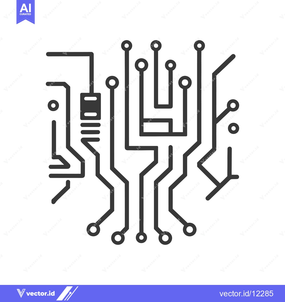 Premium Vector dari A Circuit Board Design with Connections and a Chip