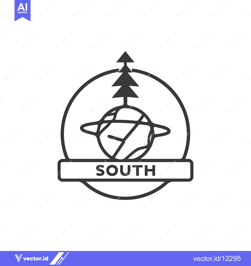Premium Vector dari A Circular Emblem with a Pine Tree and a Globe Representing South
