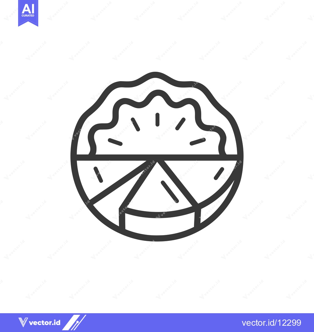 Premium Vector dari A Circular Line Drawing of a Pie Cut into Six Slices