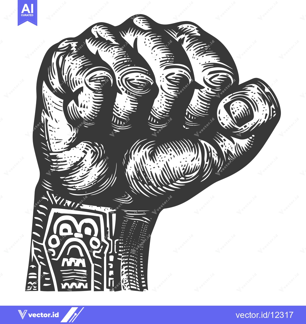 Premium Vector dari A clenched fist with a patterned forearm