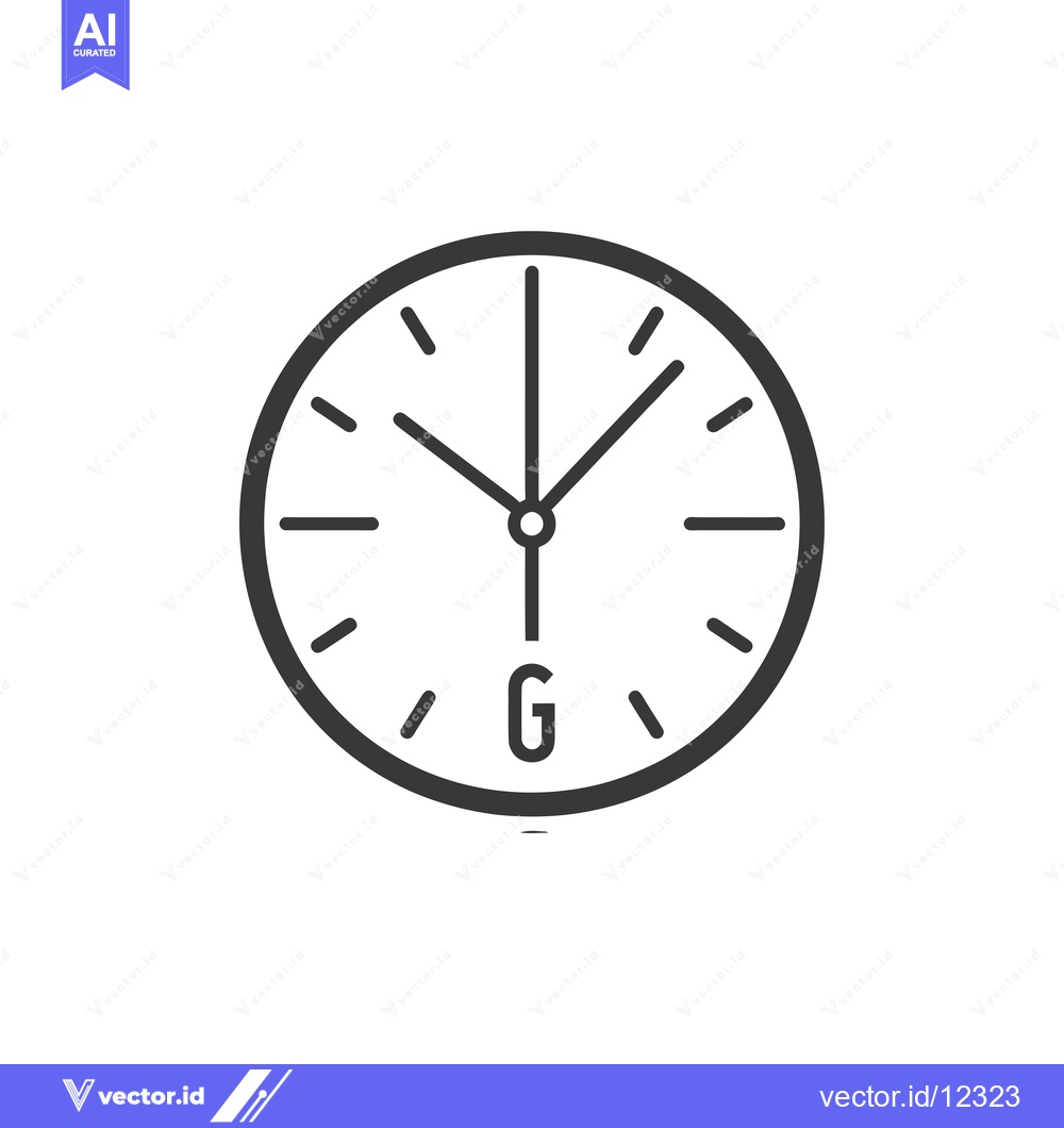 Premium Vector dari A Clock Face with Hour and Minute Hands and the Letter G at the Bottom