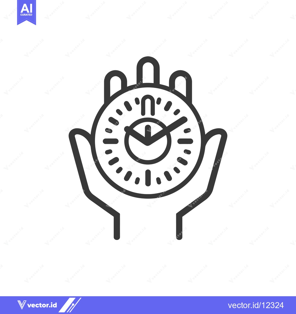 Premium Vector of A Clock Held in Two Hands with Thumbs