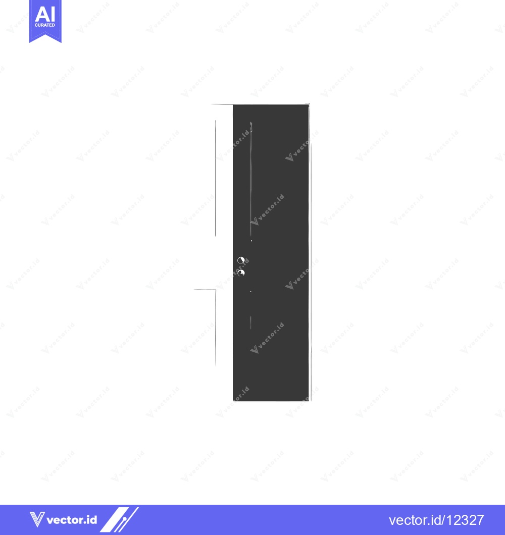 Premium Vector dari A Closed Door With Two Knobs in a White Wall