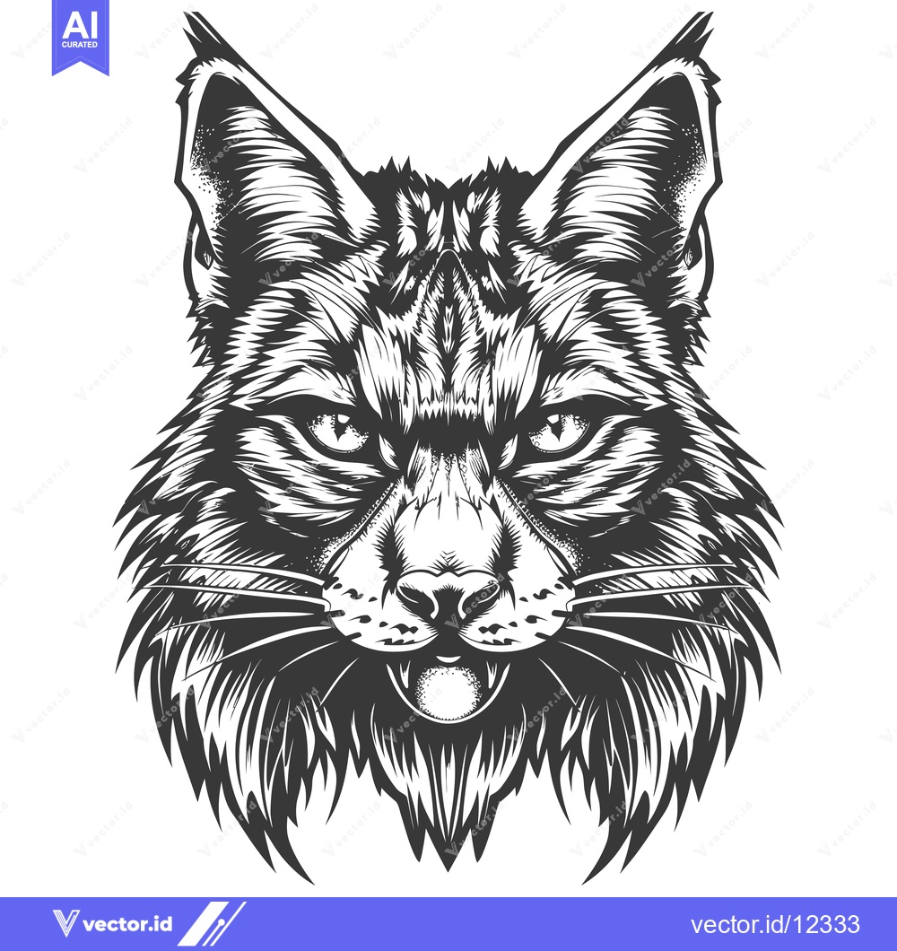 Premium Vector dari A Close-Up Illustration of a Bobcat's Face