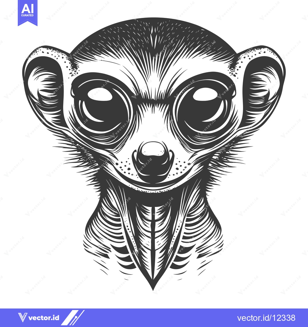 Premium Vector of A Close-Up Monochrome Illustration of a Meerkat's Face