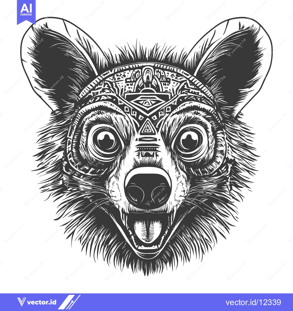Premium Vector of A Close-Up of a Black and White Illustration of a Loris with a Geometr