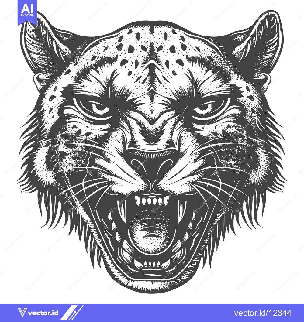 Premium Vector dari A Close-Up Portrait of a Roaring Cheetah's Head
