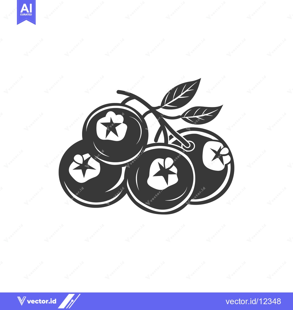 Premium Vector dari A Cluster of Blueberries with a Stem and Leaves