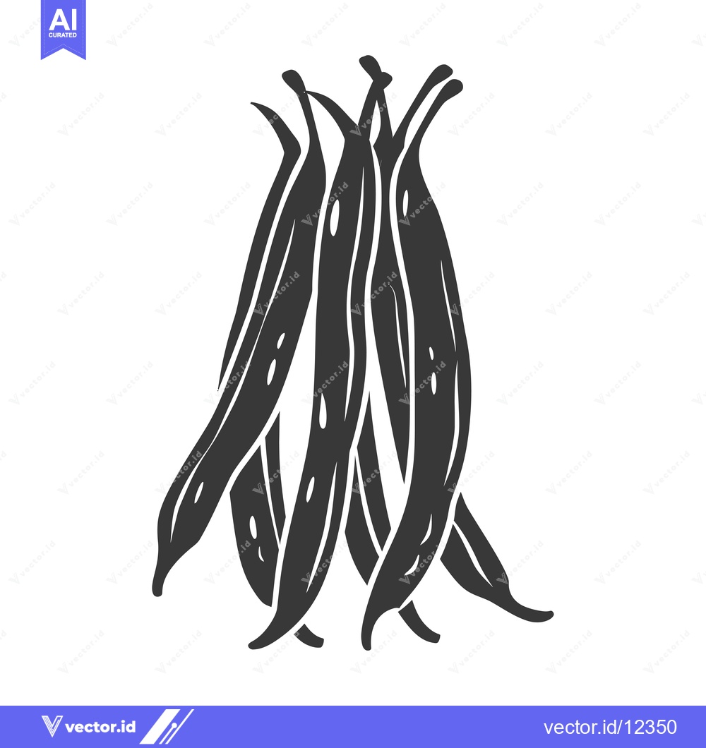 Premium Vector dari A Cluster of Green Beans in a Black and White Silhouette