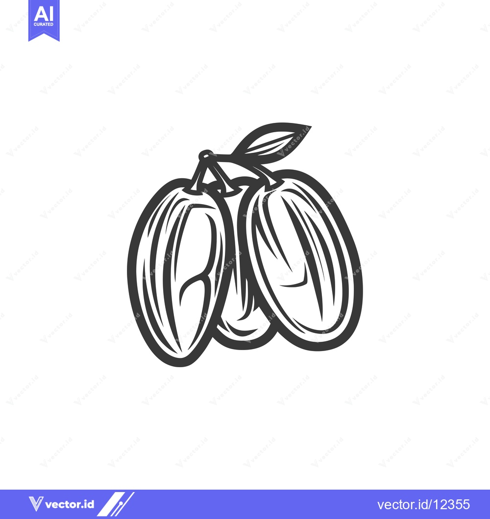 Premium Vector dari A cluster of three black and white illustrated olives with a leaf