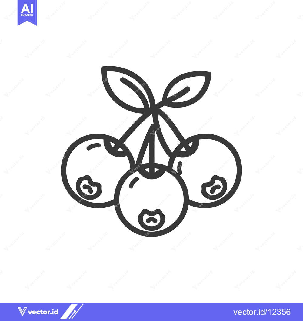 Premium Vector dari A Cluster of Three Blueberries with Leaves