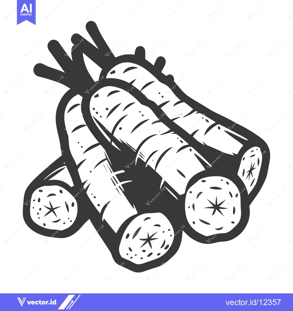 Premium Vector dari A cluster of three monochrome carrots with their tops cut off