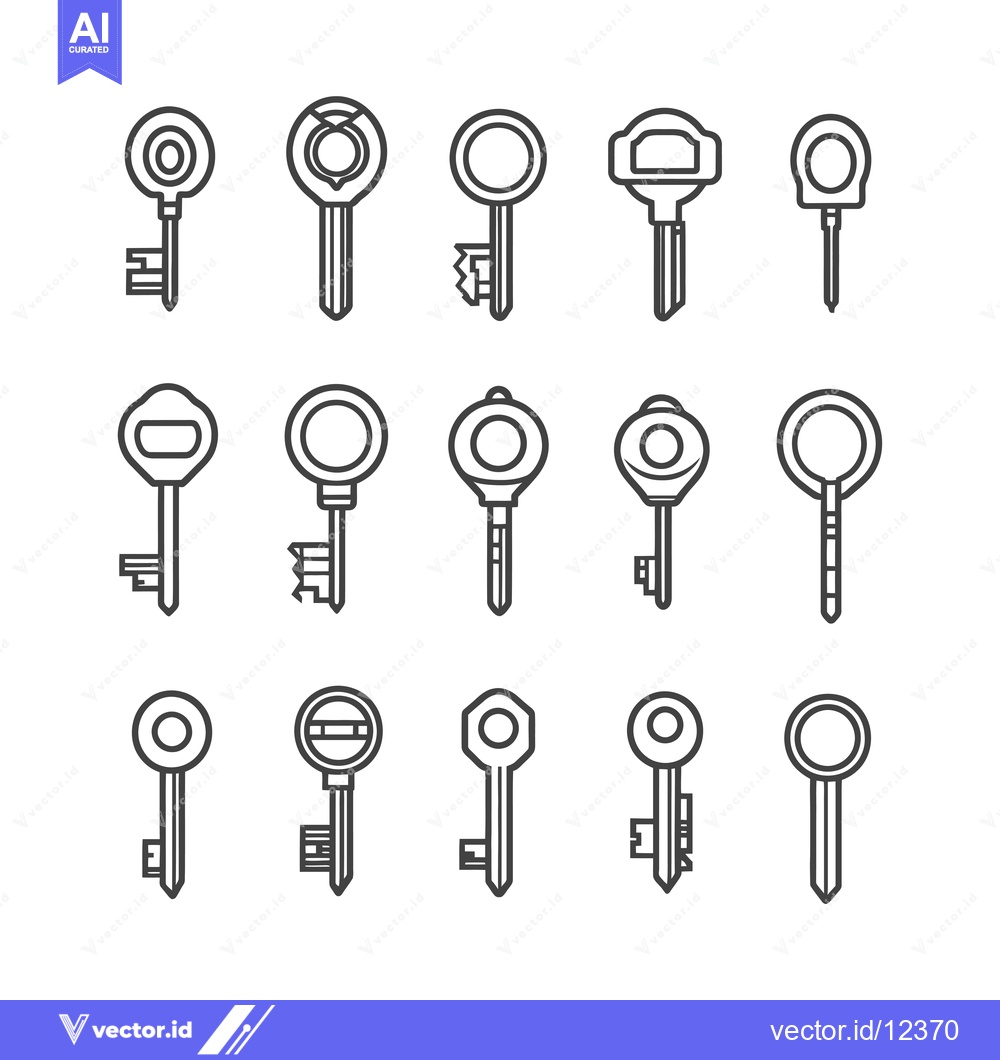 Premium Vector dari A Collection of 12 Different Styles of Keys