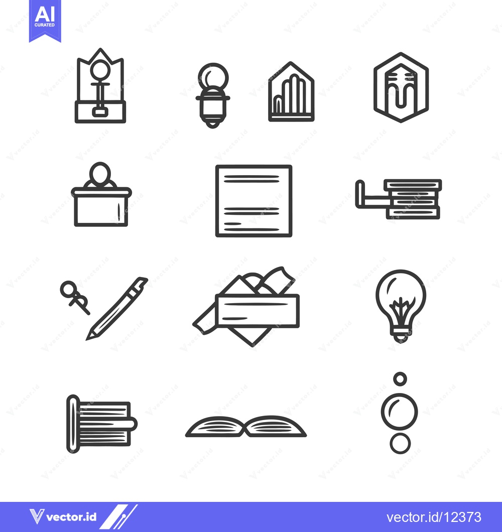 Premium Vector dari A Collection of 12 Hand-Drawn Line Icons Representing Various Concepts