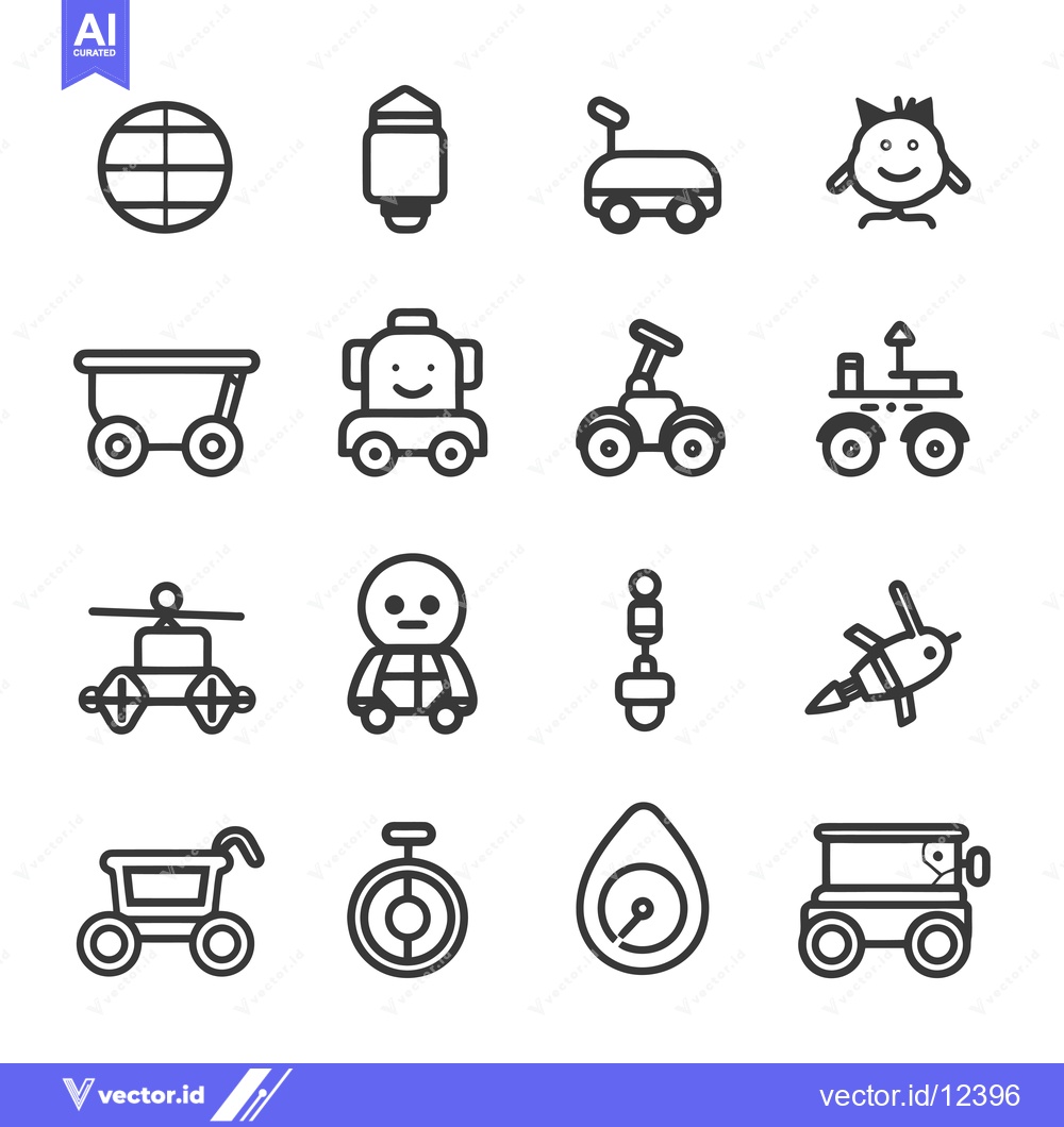 Premium Vector of A Collection of 14 Black and White Line Drawings of Various Vehicles