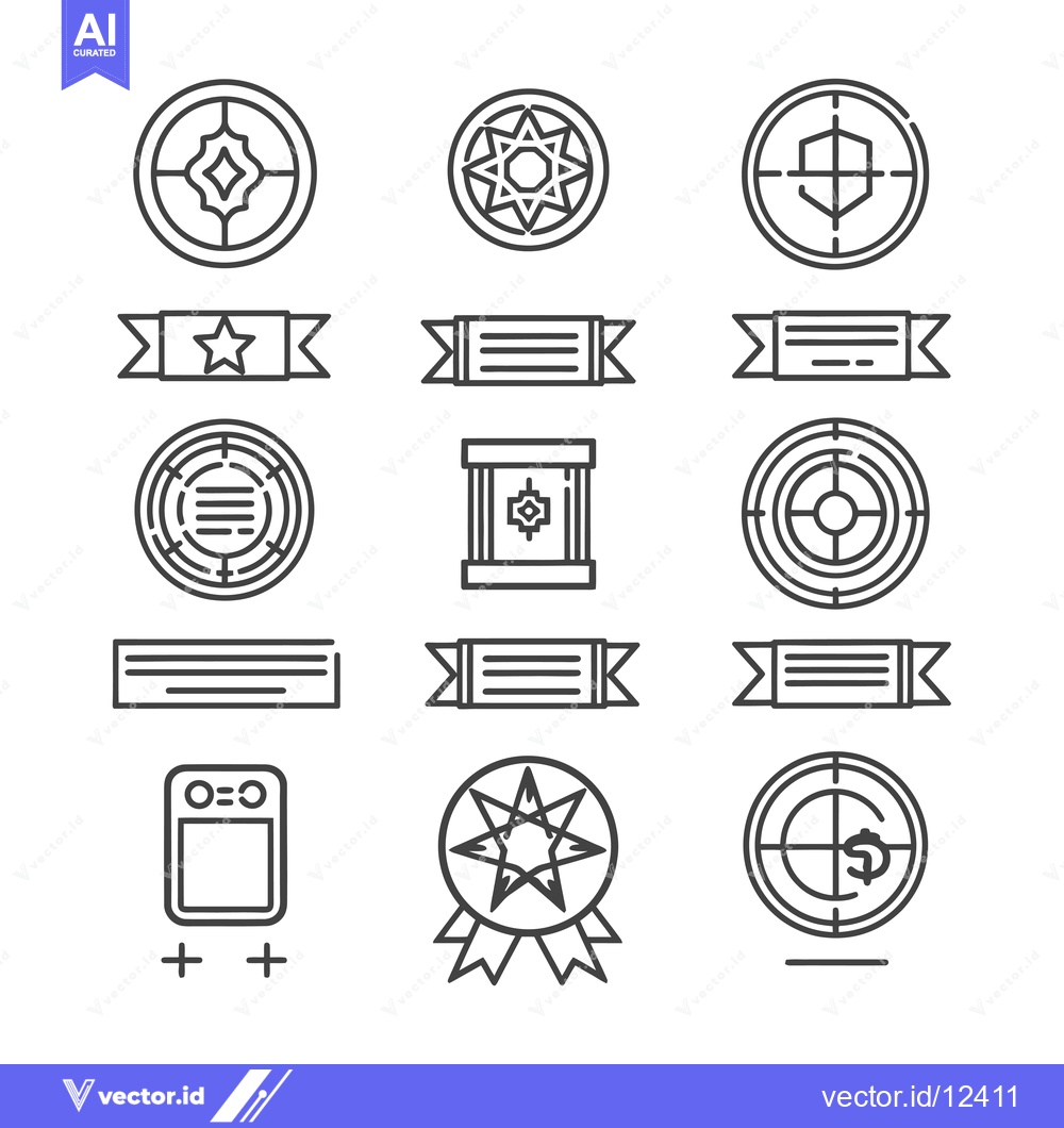 Premium Vector dari A Collection of 15 Outline Icons Depicting Various Symbols and Shapes