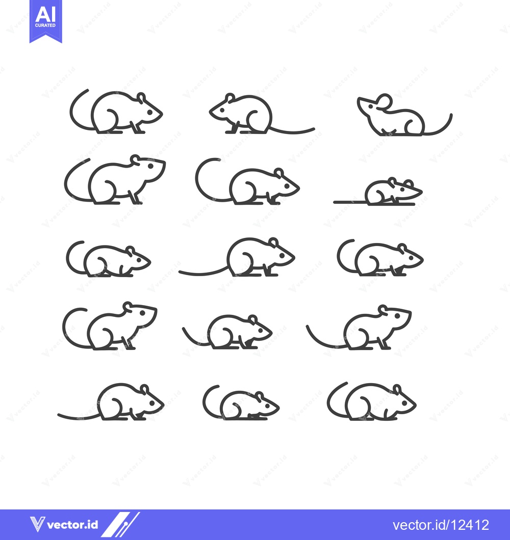 Premium Vector of A Collection of 15 Outline Mouse Illustrations