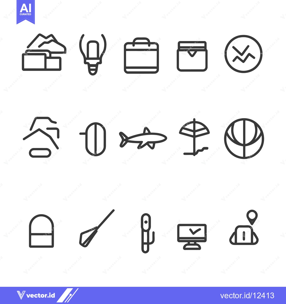 Premium Vector of A Collection of 15 Simple Line Icons with Various Symbols