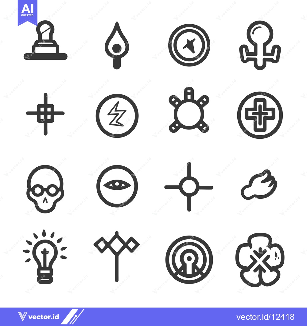 Premium Vector of A Collection of 16 Abstract and Symbolic Icons