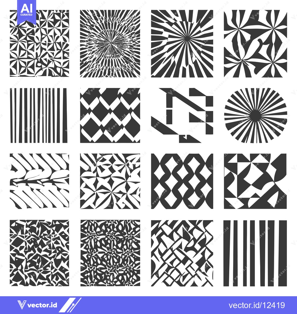 Premium Vector dari A Collection of 16 Abstract Black and White Geometric Patterns