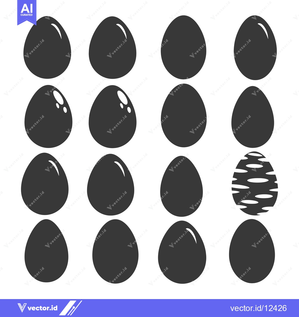 Premium Vector dari A collection of 16 black and white egg icons