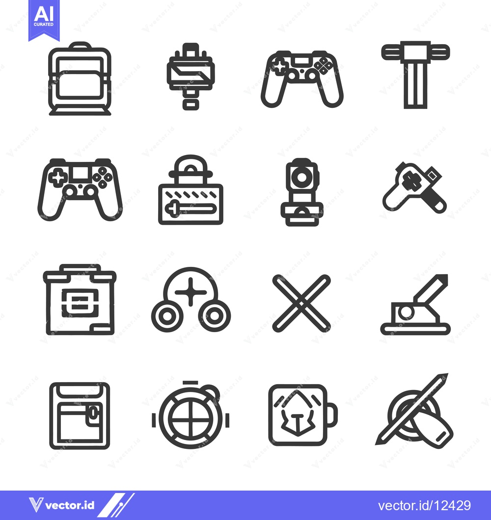 Premium Vector dari A Collection of 16 Black and White Game Console Icons