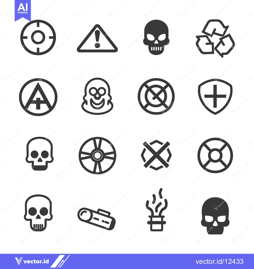 Premium Vector dari A Collection of 16 Black and White Icons with Various Symbols