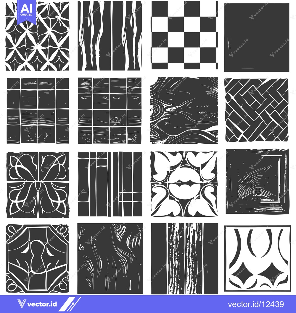 Premium Vector of A Collection of 16 Black and White Tile Patterns