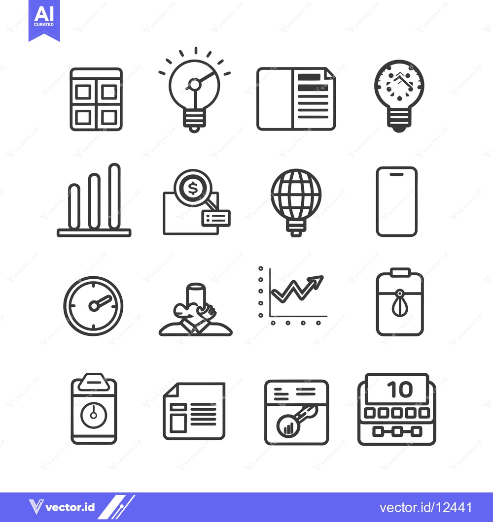 Premium Vector dari A Collection of 16 Business and Finance-Related Line Icons
