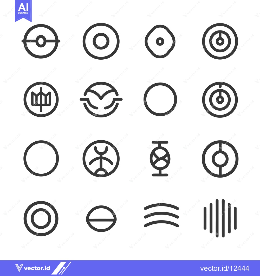 Premium Vector dari A Collection of 16 Circular Line Art Icons