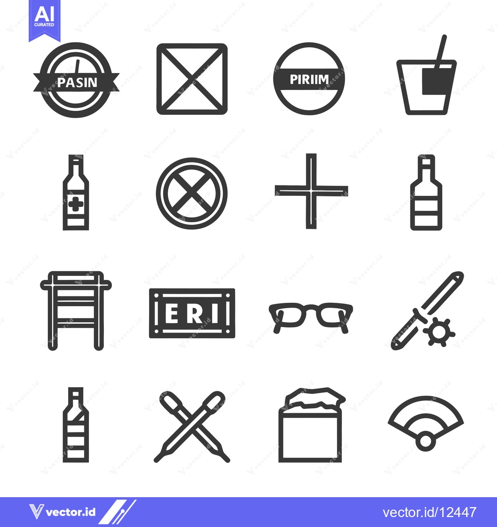 Premium Vector of A Collection of 16 Diverse Black and White Icons