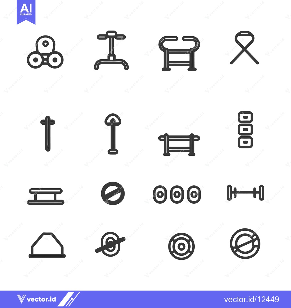 Premium Vector dari A Collection of 16 Fitness Equipment Icons