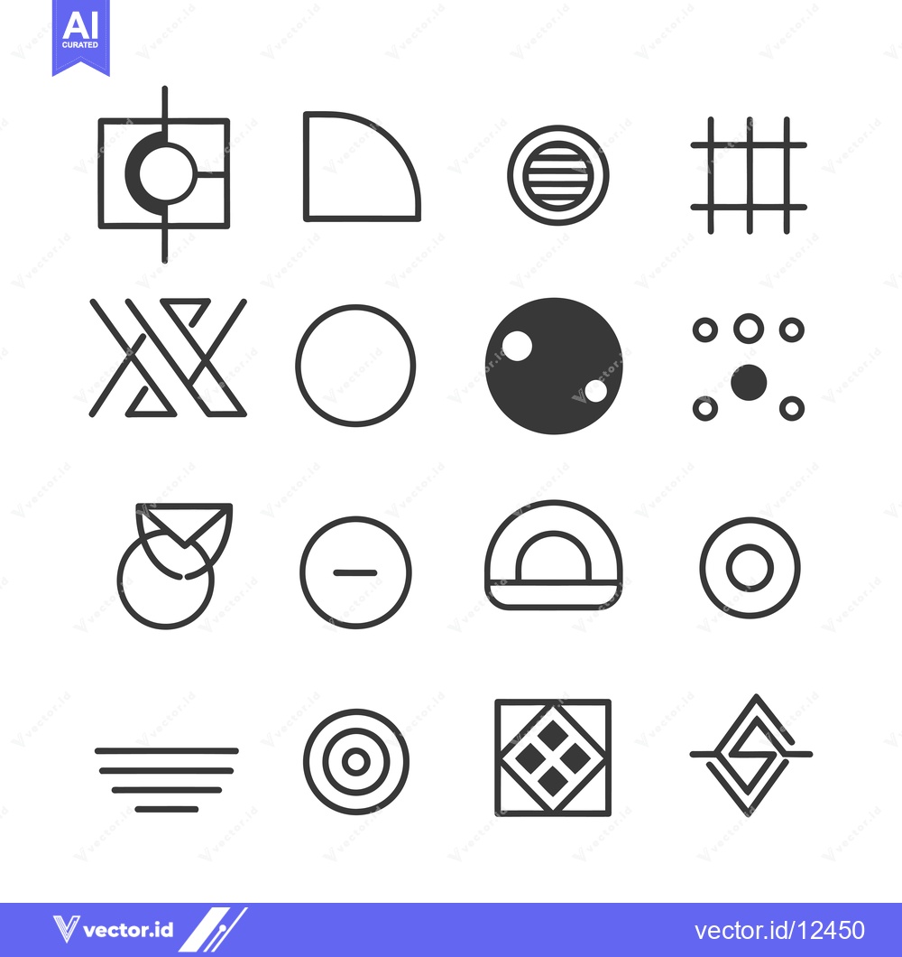 Premium Vector dari A Collection of 16 Geometric Shapes and Patterns