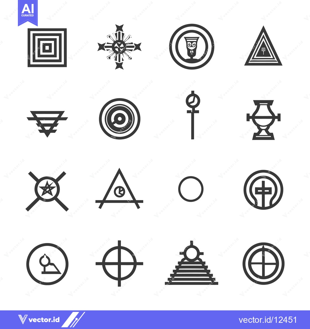 Premium Vector of A Collection of 16 Geometric Shapes with Symbolic Meanings