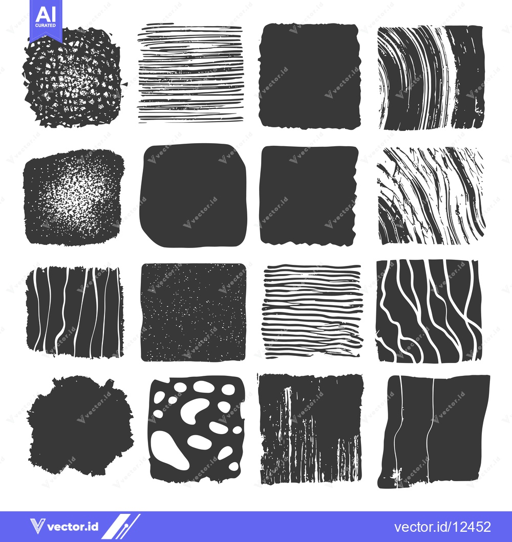 Premium Vector dari A Collection of 16 Hand-Drawn Abstract Black and White Shapes