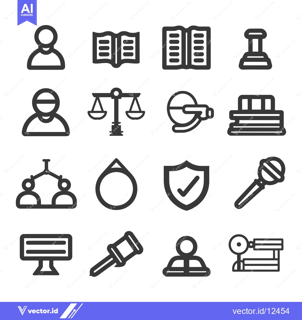 Premium Vector of A Collection of 16 Law-Related Line Icons