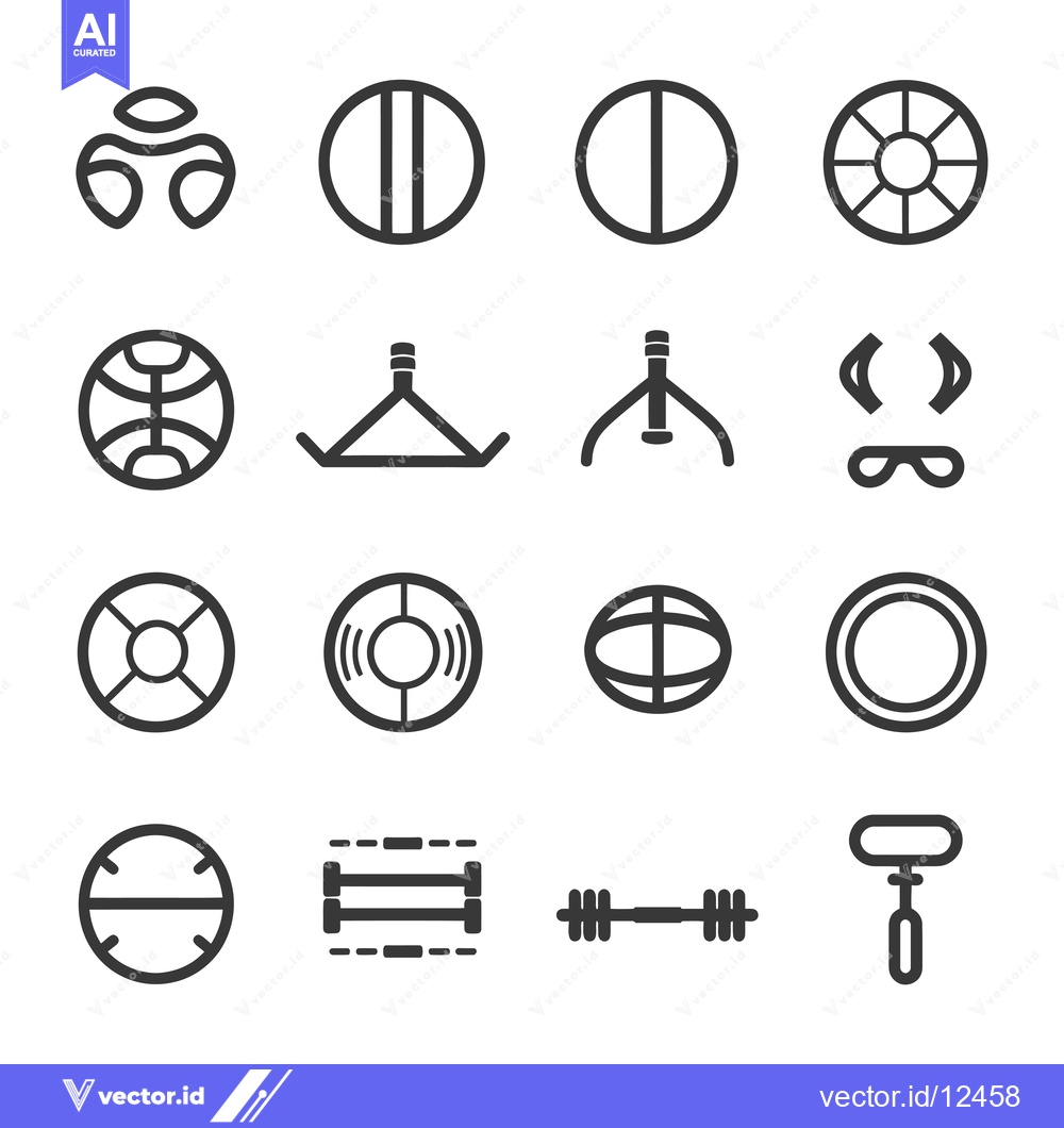 Premium Vector of A Collection of 16 Line Art Icons for Fitness and Exercise Equipment