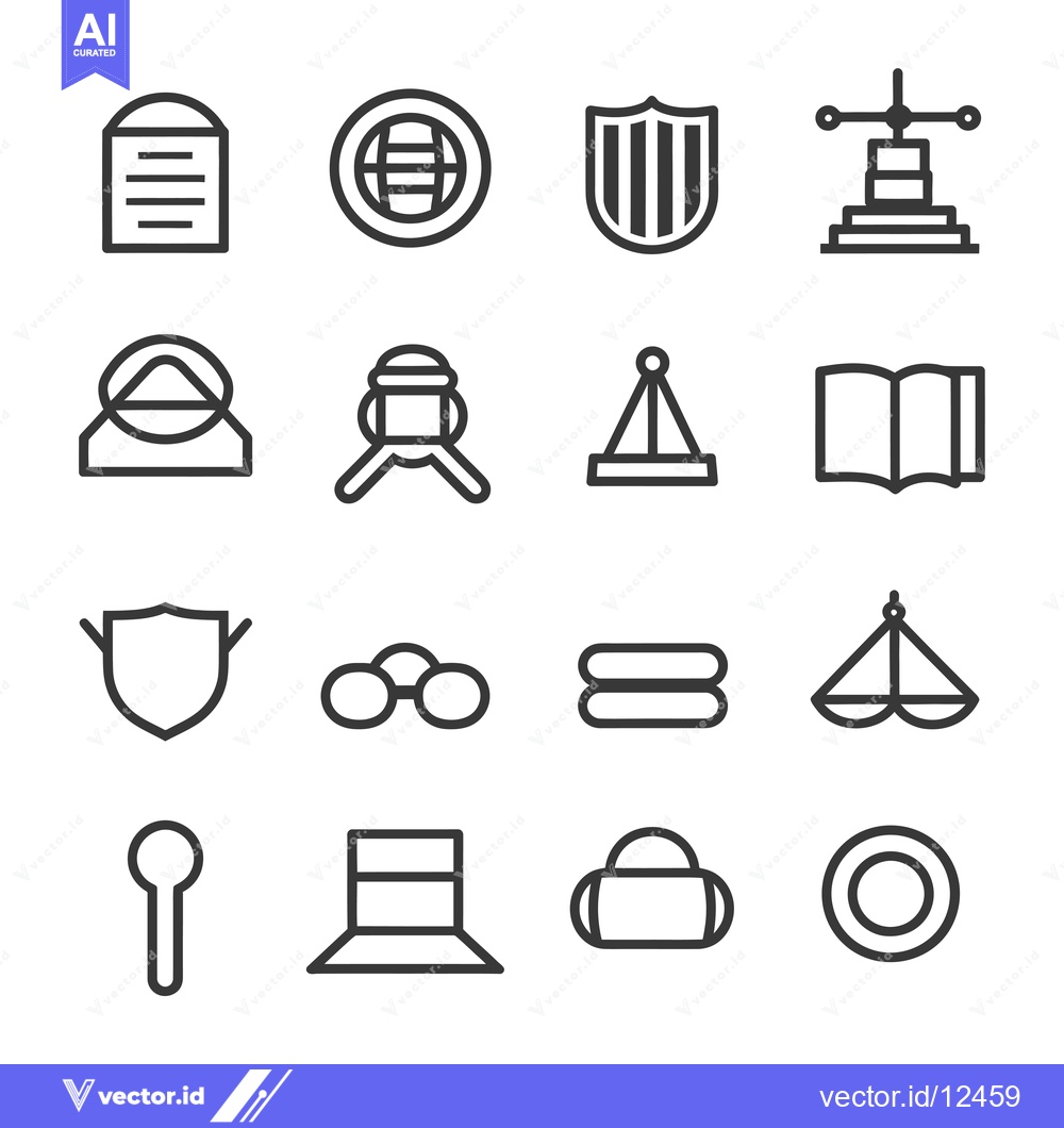Premium Vector dari A Collection of 16 Line Art Icons for Various Objects
