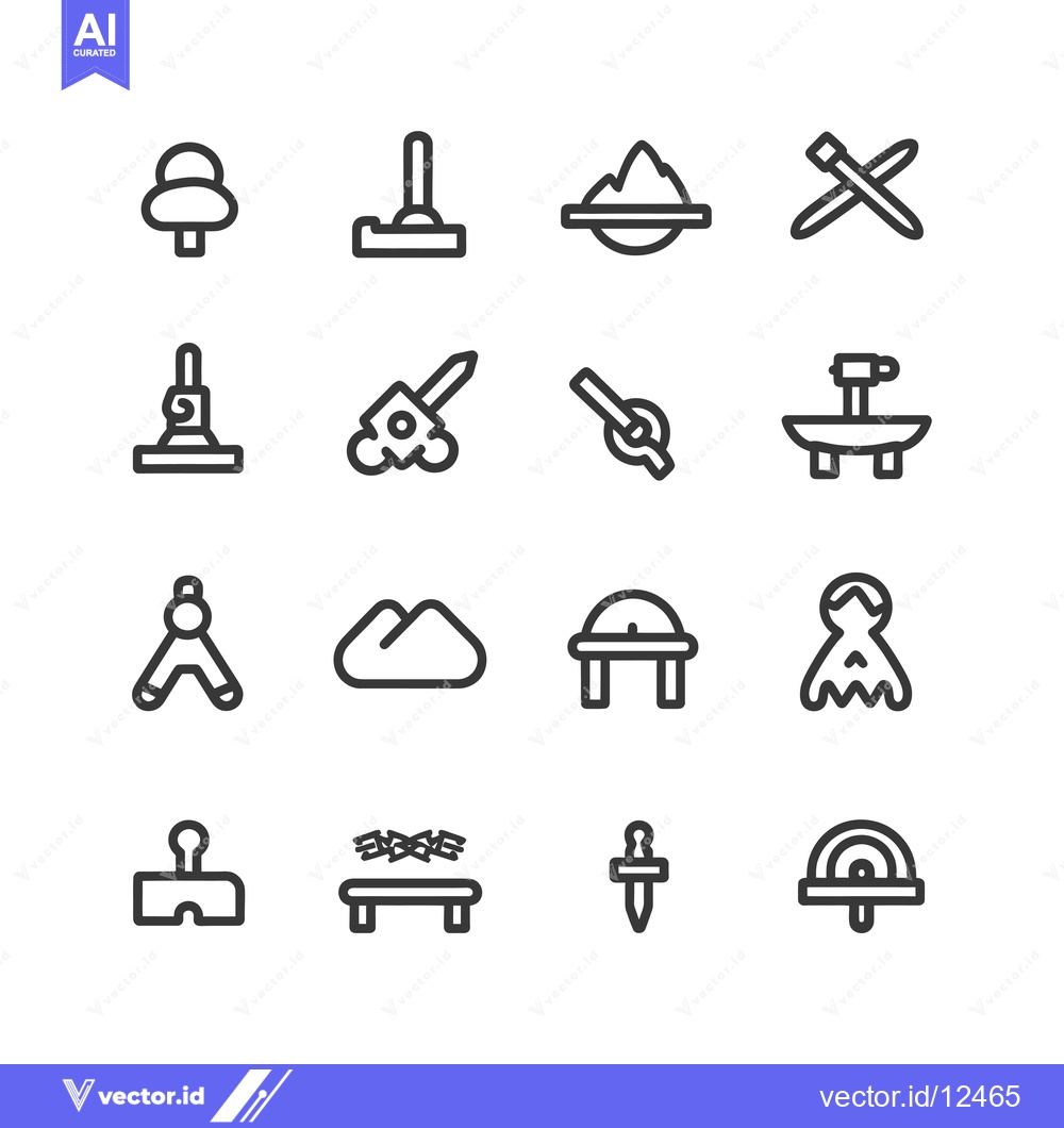 Premium Vector dari A Collection of 16 Line Drawings Depicting Various Objects and Symbols