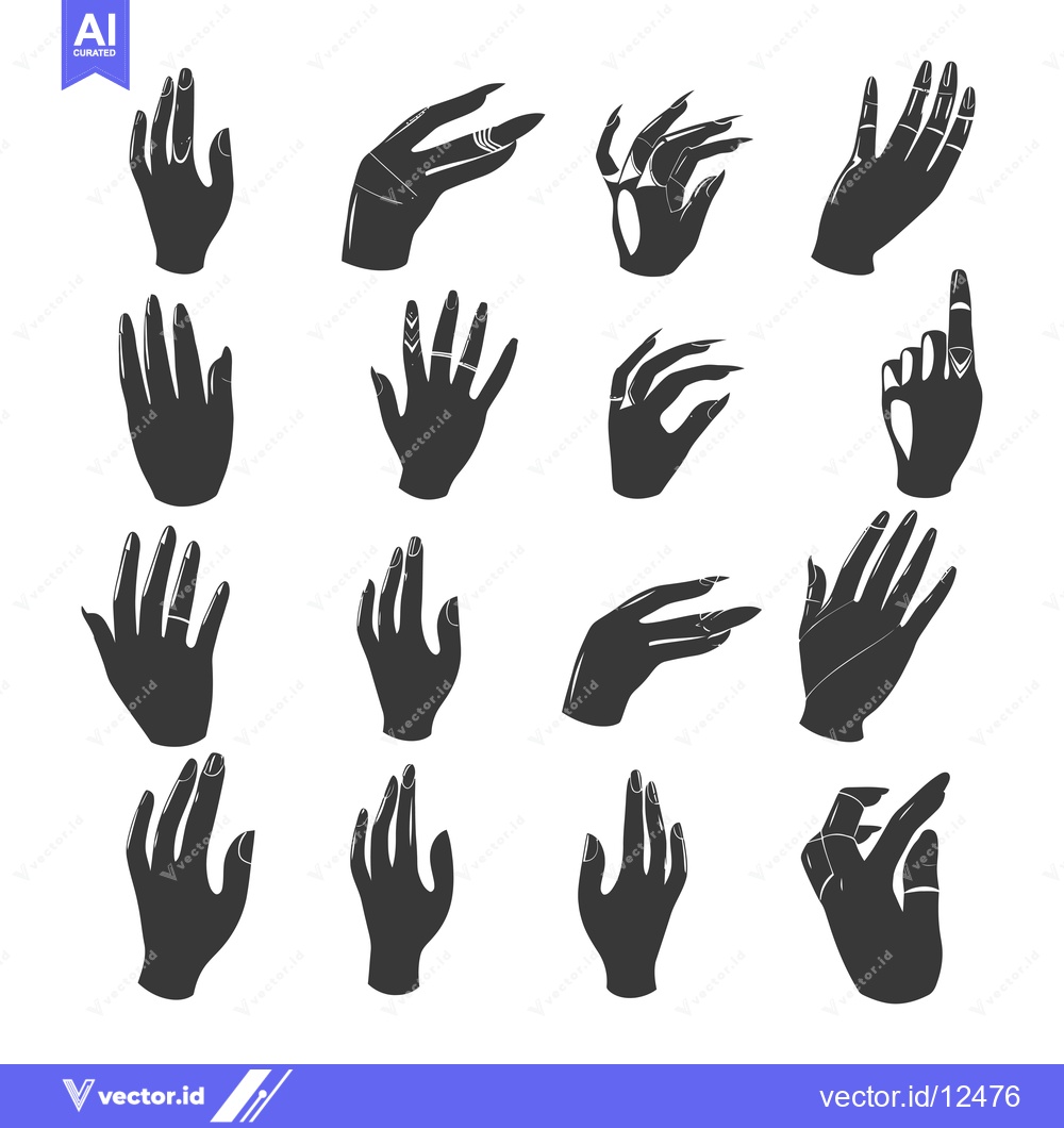 Premium Vector dari A Collection of 16 Silhouette Hand Gestures