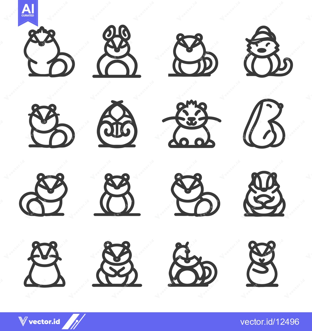Premium Vector dari A Collection of 16 Unique Squirrel Line Art Illustrations