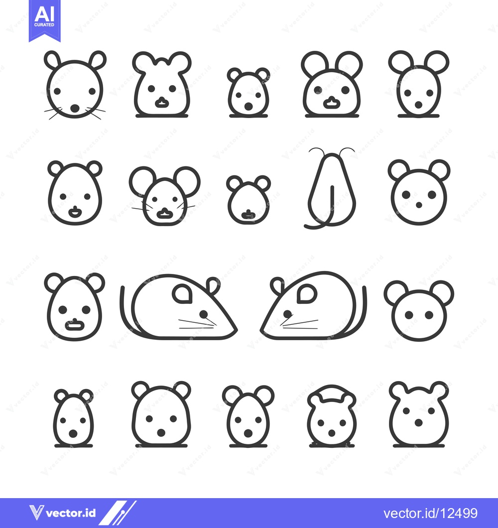 Premium Vector dari A collection of 18 black and white mouse icons with varying styles and