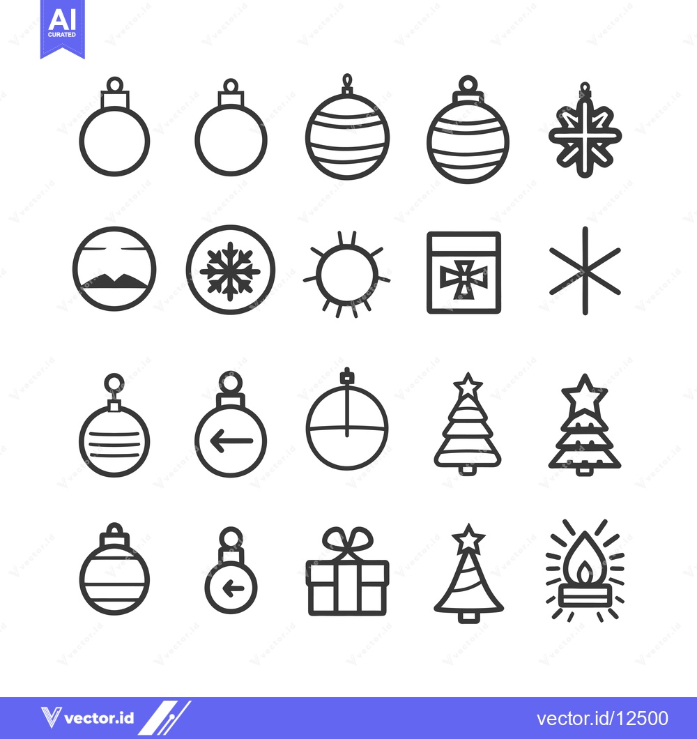 Premium Vector of A Collection of 18 Christmas-Themed Line Icons