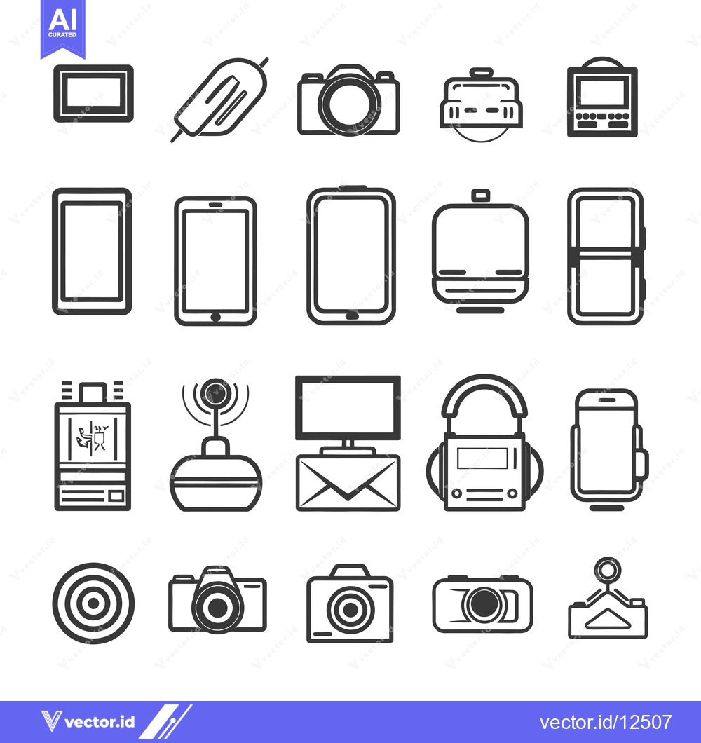 Premium Vector dari A Collection of 18 Simple Black and White Icons Depicting Various Elec