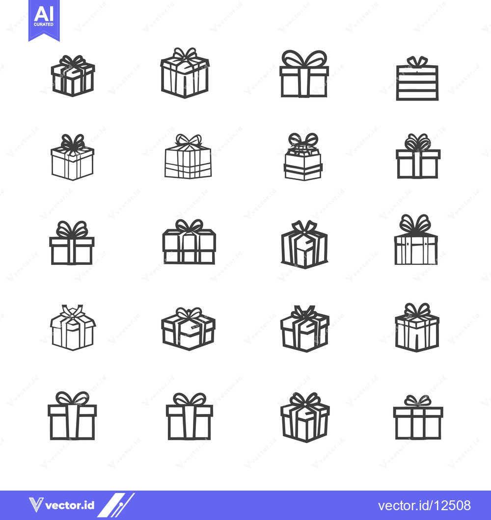 Premium Vector of A Collection of 18 Unique Outline Gift Box Icons