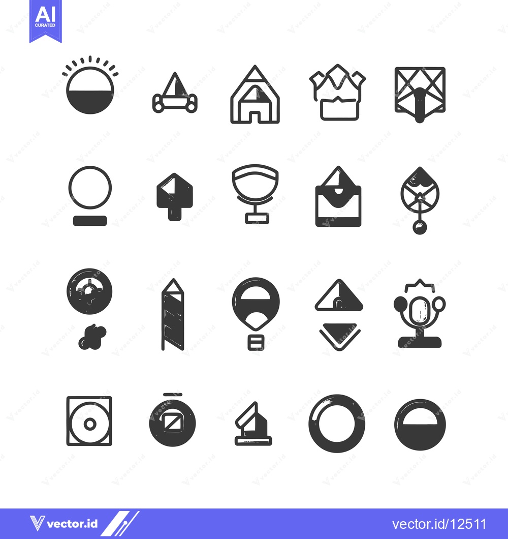 Premium Vector of A Collection Of 20 Abstract Geometric Shapes With A Black And White Co